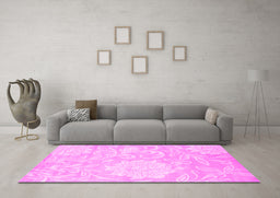 Machine Washable Solid Pink Modern Rug in a Living Room, wshcon1285pnk