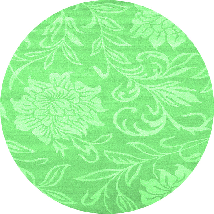 Round Machine Washable Solid Emerald Green Modern Area Rugs, wshcon1285emgrn
