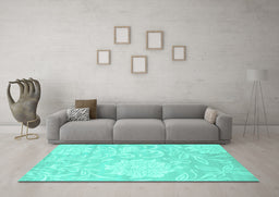 Machine Washable Solid Turquoise Modern Area Rugs in a Living Room,, wshcon1285turq