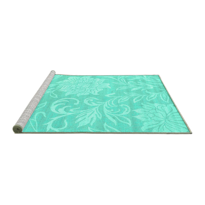 Sideview of Machine Washable Solid Turquoise Modern Area Rugs, wshcon1285turq