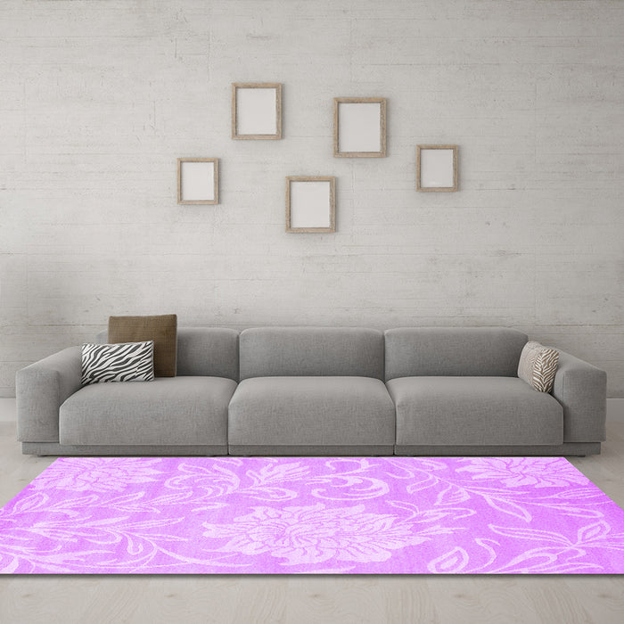 Machine Washable Solid Purple Modern Area Rugs in a Living Room, wshcon1285pur