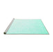 Sideview of Machine Washable Solid Turquoise Modern Area Rugs, wshcon1286turq