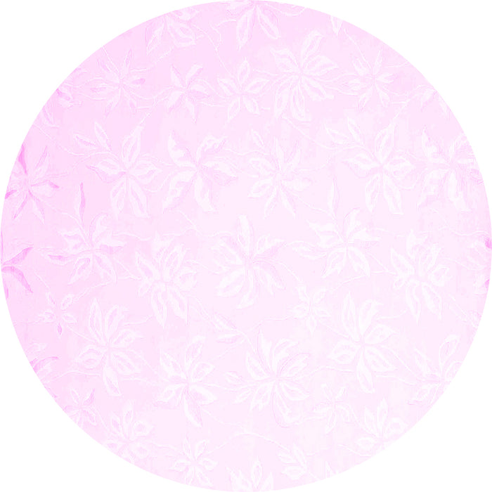 Round Machine Washable Solid Pink Modern Rug, wshcon1286pnk