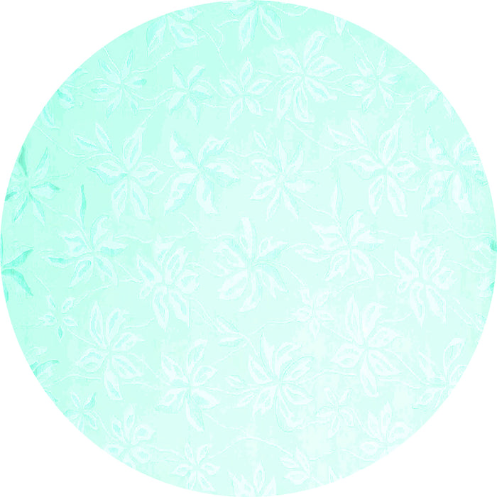 Round Solid Turquoise Modern Rug, con1286turq