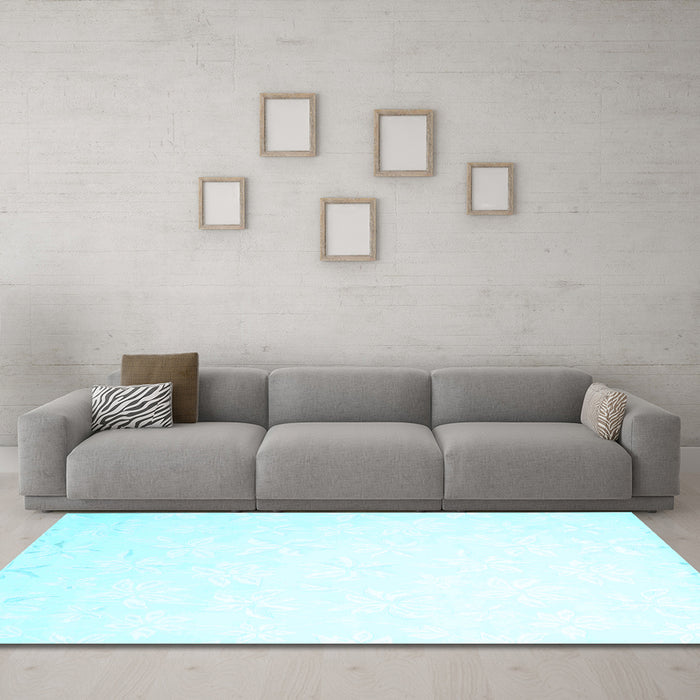 Machine Washable Solid Light Blue Modern Rug in a Living Room, wshcon1286lblu