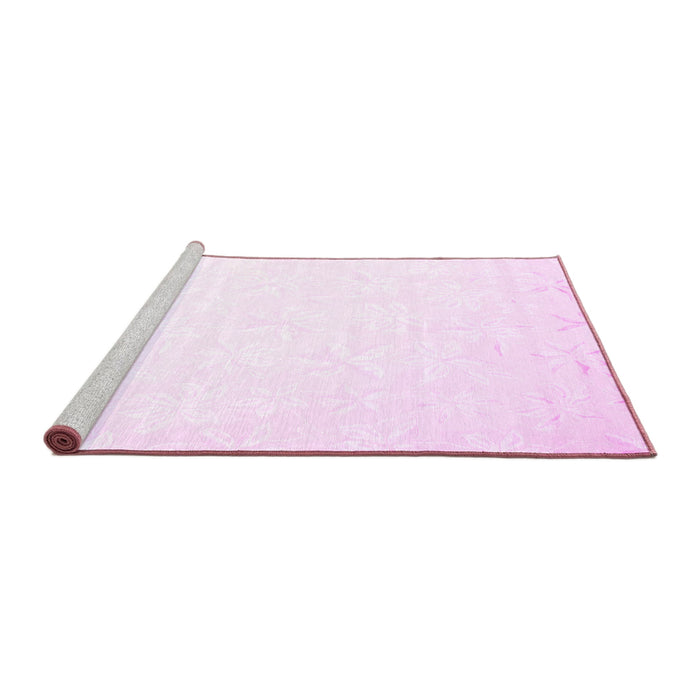 Sideview of Machine Washable Solid Pink Modern Rug, wshcon1286pnk