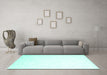 Machine Washable Solid Turquoise Modern Area Rugs in a Living Room,, wshcon1286turq