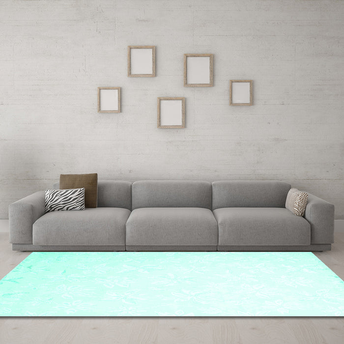 Machine Washable Solid Turquoise Modern Area Rugs in a Living Room,, wshcon1286turq