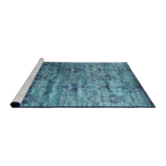 Serging Thickness of Machine Washable Contemporary Blue Rug, wshcon1287