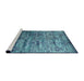 Serging Thickness of Machine Washable Contemporary Blue Rug, wshcon1287