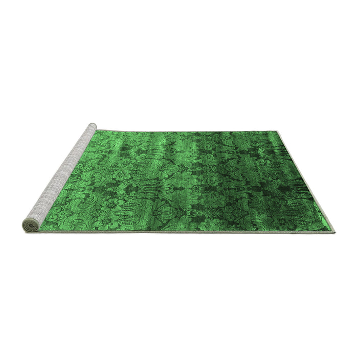 Sideview of Machine Washable Abstract Emerald Green Contemporary Area Rugs, wshcon1287emgrn