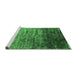 Sideview of Machine Washable Abstract Emerald Green Contemporary Area Rugs, wshcon1287emgrn