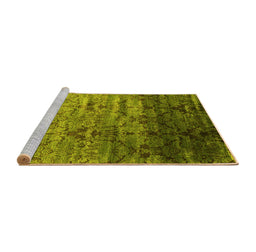 Sideview of Machine Washable Abstract Yellow Contemporary Rug, wshcon1287yw