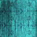 Square Abstract Turquoise Contemporary Rug, con1287turq