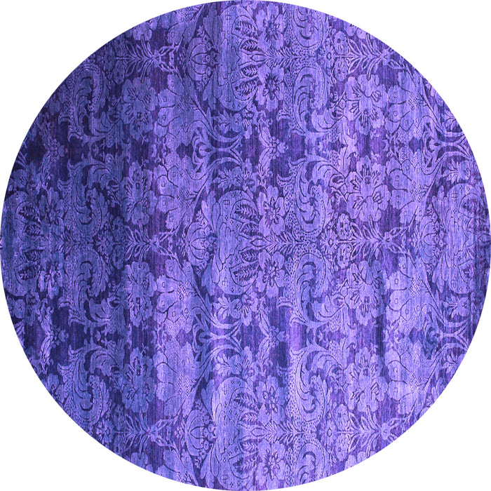 Round Machine Washable Abstract Purple Contemporary Area Rugs, wshcon1287pur