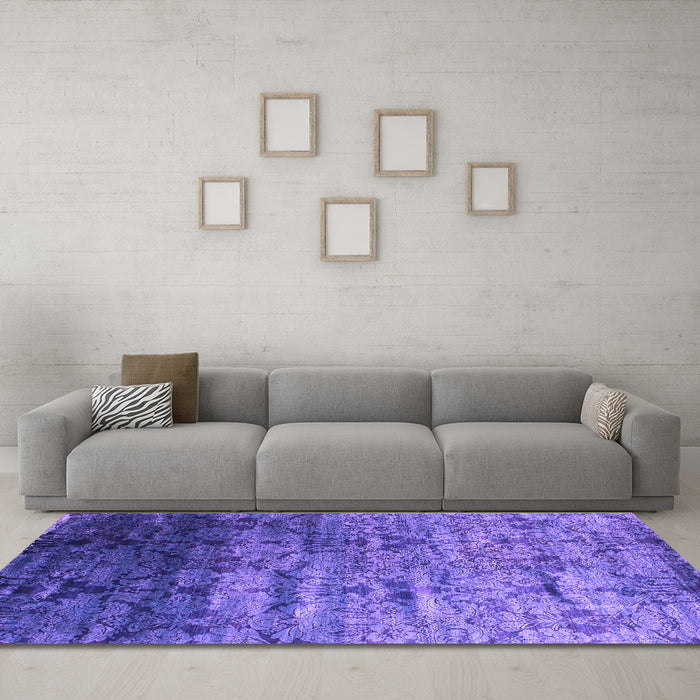 Machine Washable Abstract Purple Contemporary Area Rugs in a Living Room, wshcon1287pur
