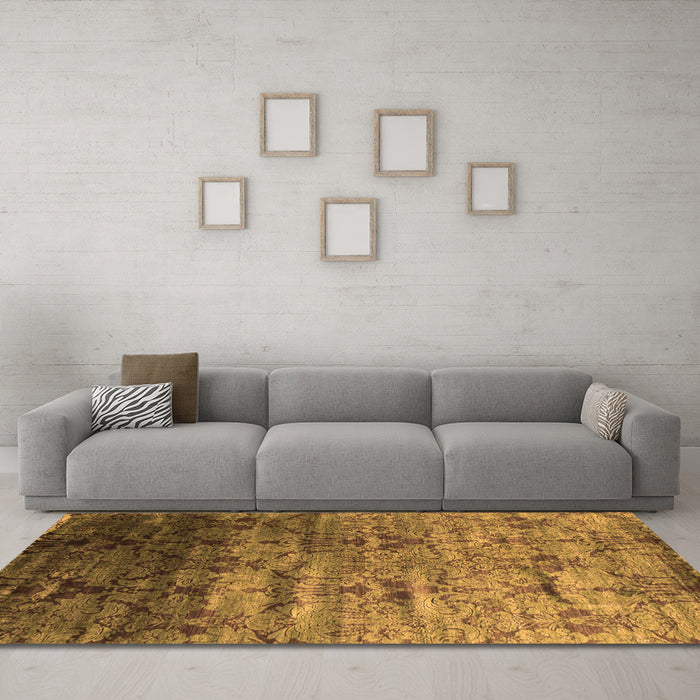 Machine Washable Abstract Orange Contemporary Area Rugs in a Living Room, wshcon1287org