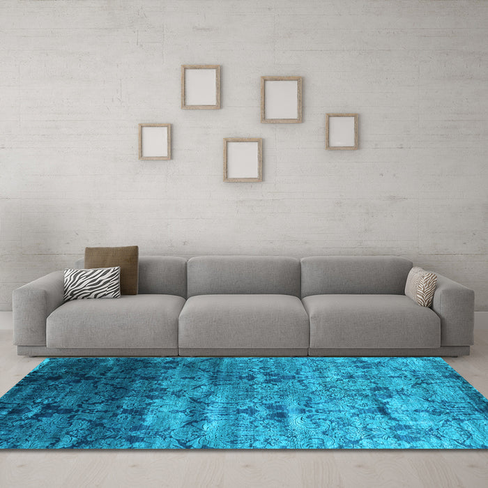 Machine Washable Abstract Light Blue Contemporary Rug in a Living Room, wshcon1287lblu