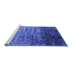 Sideview of Machine Washable Abstract Blue Contemporary Rug, wshcon1287blu