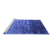 Sideview of Machine Washable Abstract Blue Contemporary Rug, wshcon1287blu