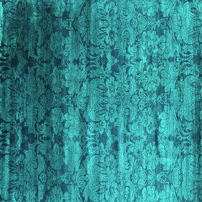 Square Machine Washable Abstract Turquoise Contemporary Area Rugs, wshcon1287turq