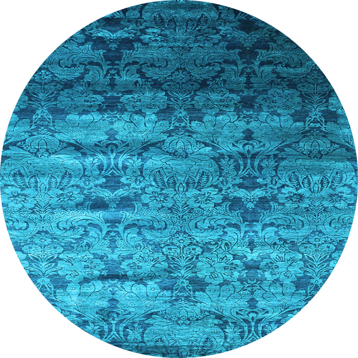 Round Abstract Light Blue Contemporary Rug, con1287lblu