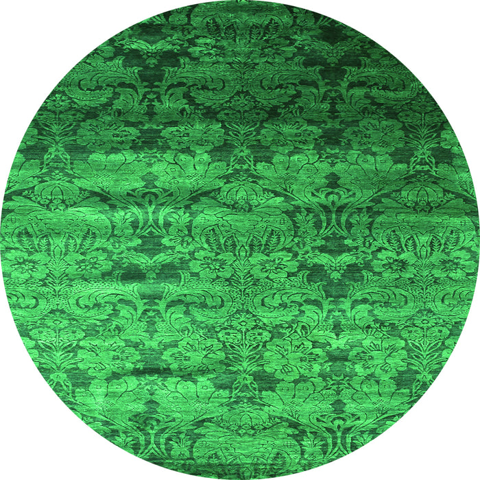 Square Abstract Green Contemporary Rug, con1287grn