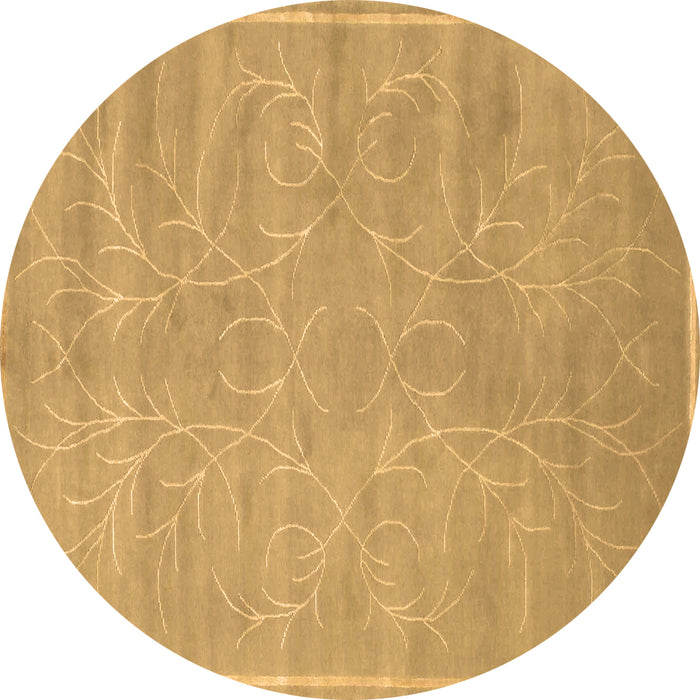 Round Abstract Brown Contemporary Rug, con1288brn