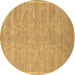 Round Abstract Brown Contemporary Rug, con1288brn