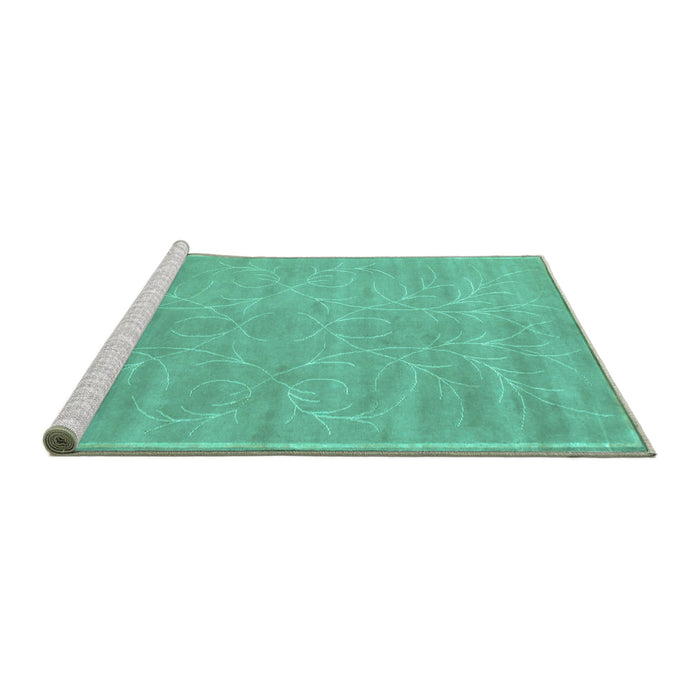 Sideview of Machine Washable Abstract Turquoise Contemporary Area Rugs, wshcon1288turq