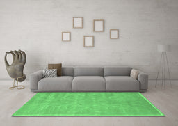Machine Washable Abstract Emerald Green Contemporary Area Rugs in a Living Room,, wshcon1288emgrn
