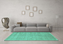 Machine Washable Abstract Turquoise Contemporary Area Rugs in a Living Room,, wshcon1288turq