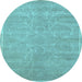 Round Abstract Light Blue Contemporary Rug, con1288lblu