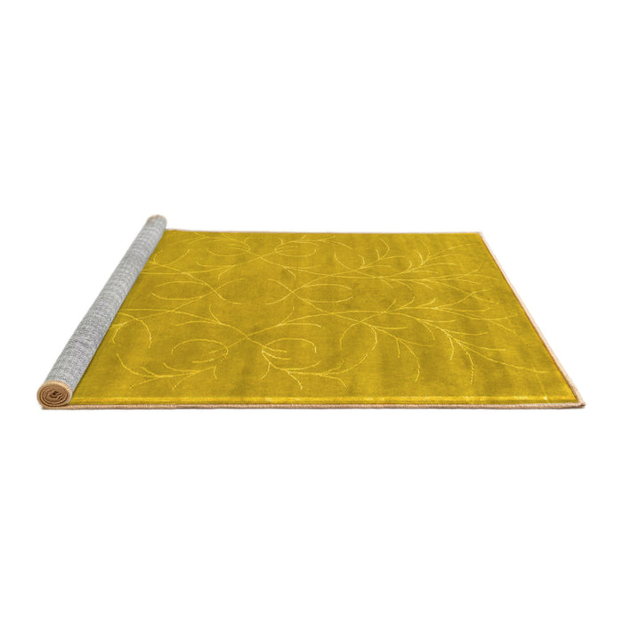 Sideview of Machine Washable Abstract Yellow Contemporary Rug, wshcon1288yw