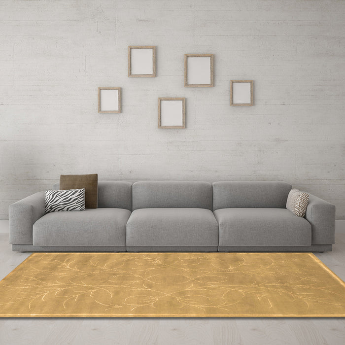 Machine Washable Abstract Brown Contemporary Rug in a Living Room,, wshcon1288brn