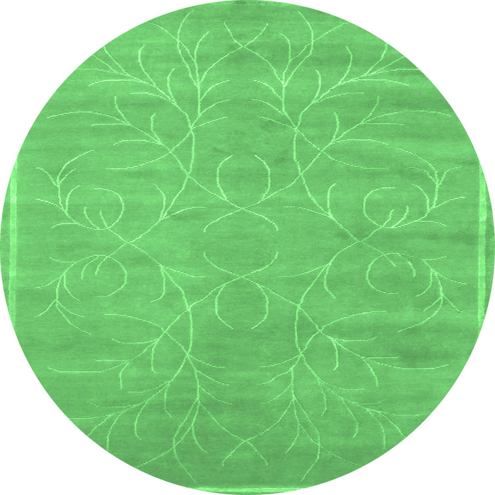 Round Abstract Emerald Green Contemporary Rug, con1288emgrn