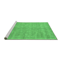 Sideview of Machine Washable Abstract Emerald Green Contemporary Area Rugs, wshcon1288emgrn