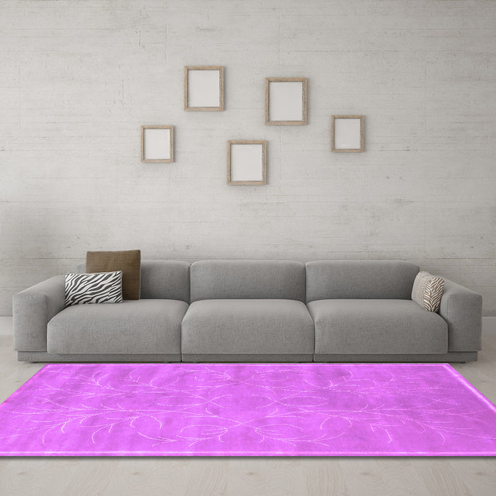 Machine Washable Abstract Purple Contemporary Area Rugs in a Living Room, wshcon1288pur