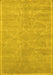 Machine Washable Abstract Yellow Contemporary Rug, wshcon1288yw