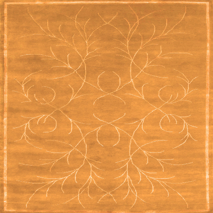 Round Machine Washable Abstract Orange Contemporary Area Rugs, wshcon1288org