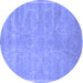 Round Abstract Blue Contemporary Rug, con1288blu