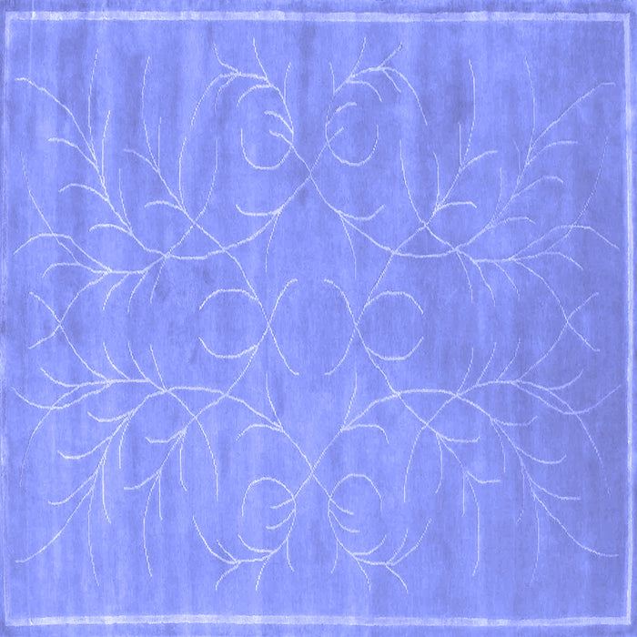 Square Machine Washable Abstract Blue Contemporary Rug, wshcon1288blu