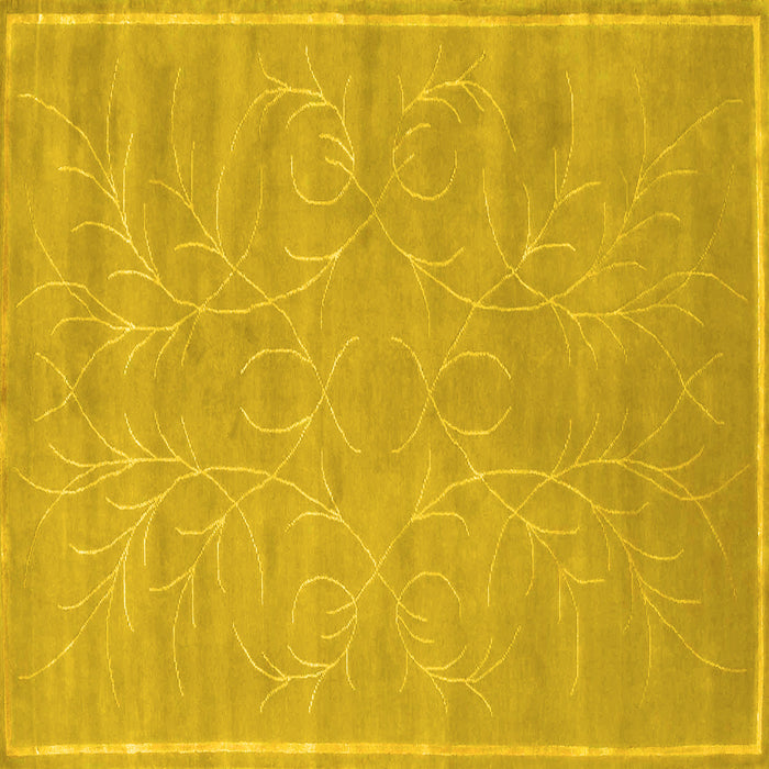 Square Abstract Yellow Contemporary Rug, con1288yw