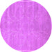 Round Abstract Purple Contemporary Rug, con1288pur