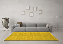 Machine Washable Abstract Yellow Contemporary Rug in a Living Room, wshcon1288yw