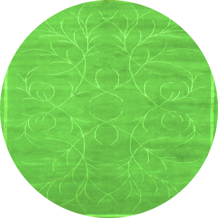 Square Abstract Green Contemporary Rug, con1288grn