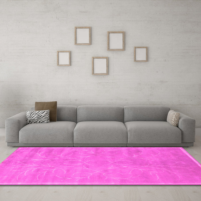Machine Washable Abstract Pink Contemporary Rug in a Living Room, wshcon1288pnk