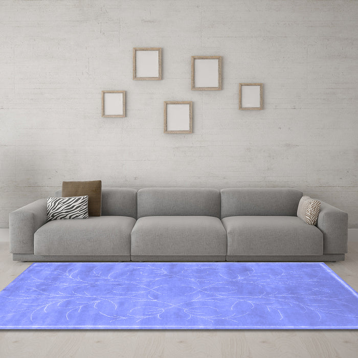 Machine Washable Abstract Blue Contemporary Rug in a Living Room, wshcon1288blu