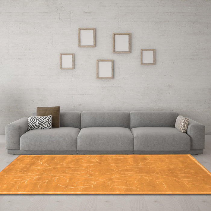 Machine Washable Abstract Orange Contemporary Area Rugs in a Living Room, wshcon1288org