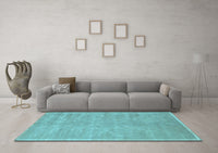 Machine Washable Abstract Light Blue Contemporary Rug, wshcon1288lblu